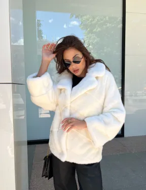 Белая короткая норковая шуба - фото 4