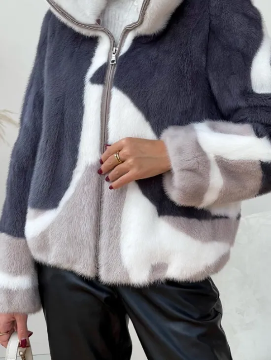 Модная норковая куртка на молнии - фото 1