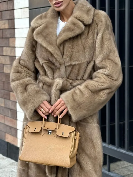 Женская длинная норковая шуба Pastel - фото 2