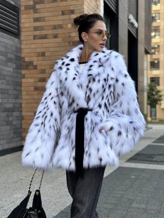 Шуба летучка из меха лисы под рысь Exclusive - фото 7