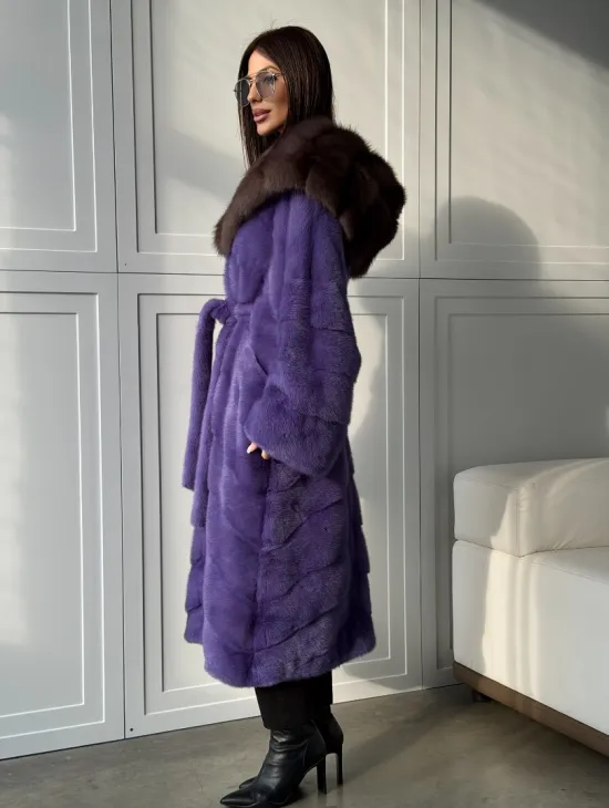 Фиолетовая норковая шуба - фото 13