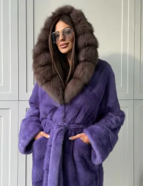 Фиолетовая норковая шуба - фото 11