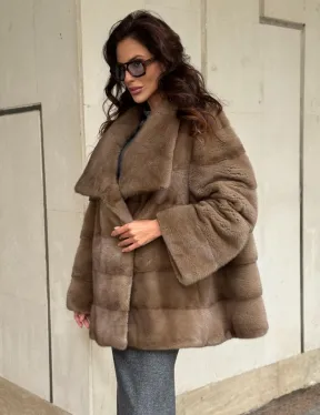 Норковая шуба бежевая - фото 8