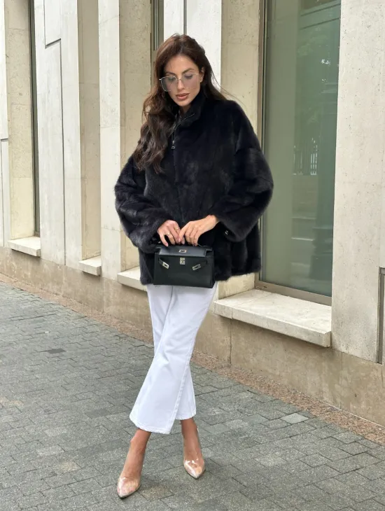 Норковый полушубок - графит - фото 8