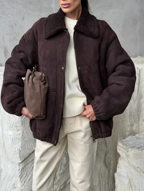 Дубленка бомбер женская - фото 4