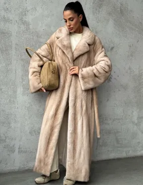 Длинная норковая шуба пастель - фото 8