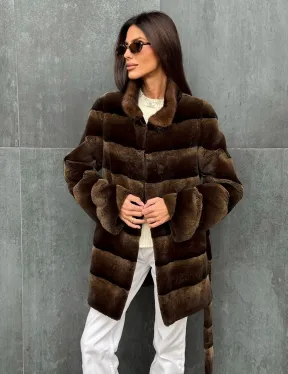 Шуба из кролика с норковым воротником - фото 3