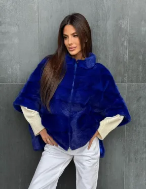 Синяя норковая кофта на молнии - фото 4