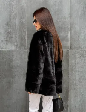 Черный норковый полушубок - фото 8