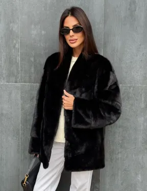 Черный норковый полушубок - фото 4