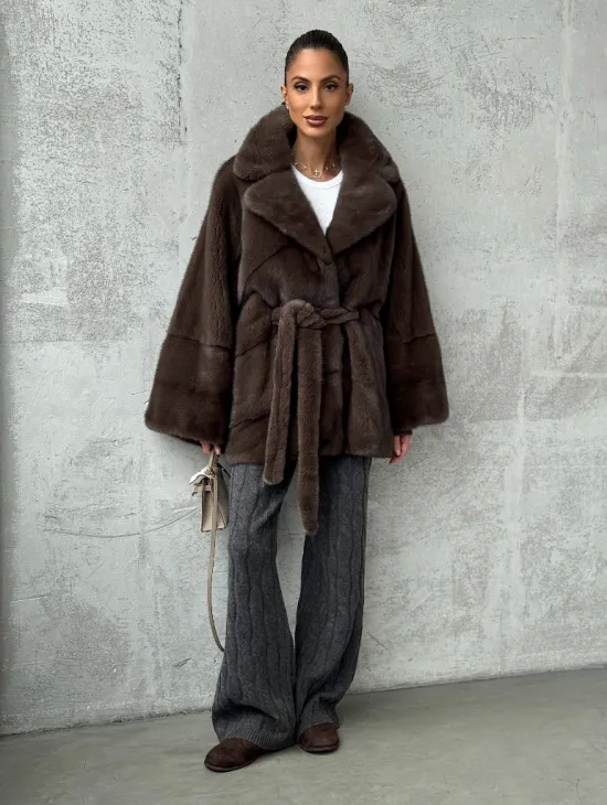 Полушубок норковый с английским воротником - летучка - фото 9