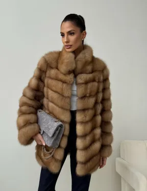 Шуба из куницы - стойка воротник - фото 8