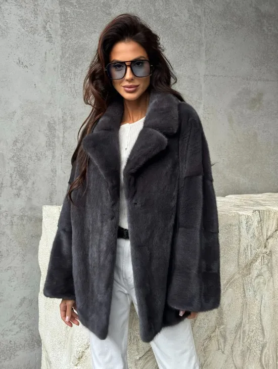 Серый норковый полушубок - автоледи - фото 11