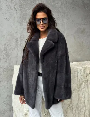 Серый норковый полушубок - автоледи - фото 11