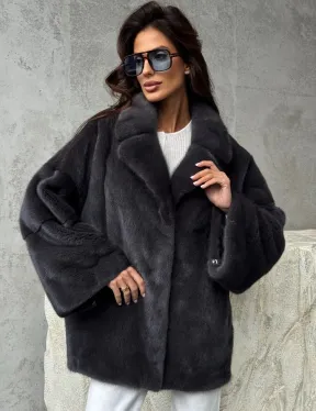 Серый норковый полушубок - автоледи - фото 6