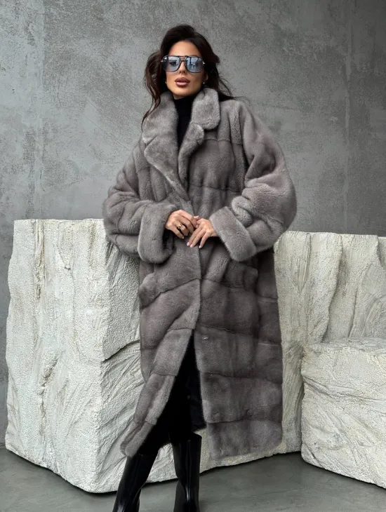 Серая норковая шуба oversize - фото 13