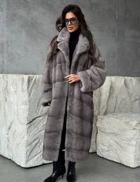 Серая норковая шуба oversize - фото 11