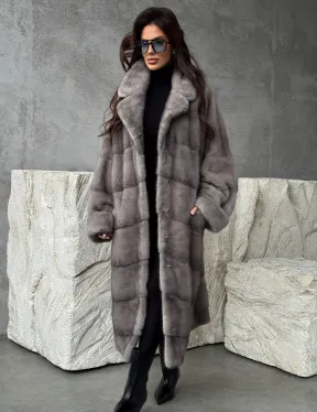 Серая норковая шуба oversize - фото 9