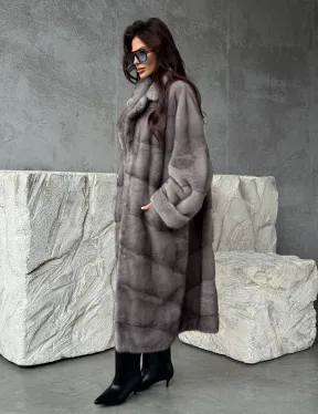 Серая норковая шуба oversize - фото 12