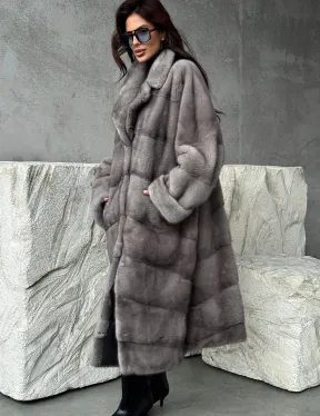 Серая норковая шуба oversize - фото 4