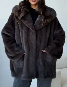 Норковый полушубок с капюшоном - фото 3