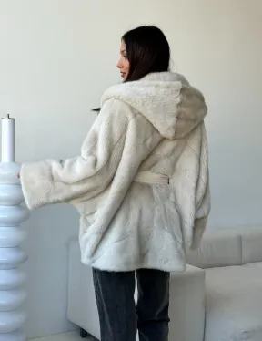 Шуба автоледи под пояс из меха норки - фото 7