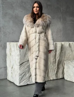 Норка шуба паркет с капюшоном рысь - фото 3