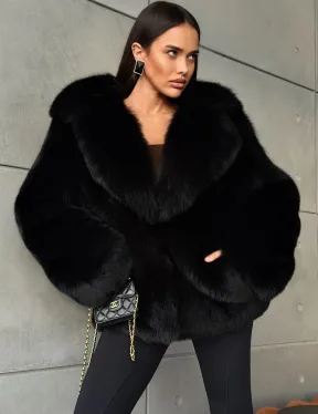 Черная шуба из лисы - фото 5