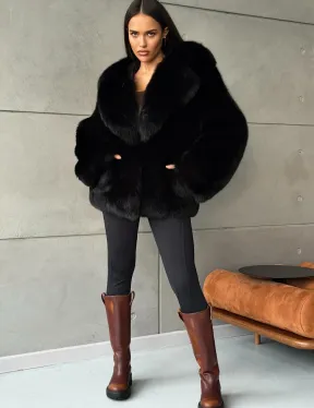 Черная шуба из лисы - фото 4