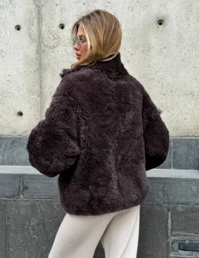 Натуральная двухсторонняя дубленка - бомбер - фото 9