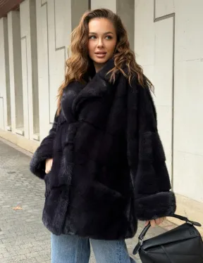 Норковый полушубок - английский воротник - фото 0