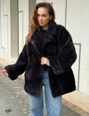 Норковый полушубок - английский воротник - фото 6