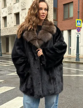 Норковая шуба - воротник куница - фото 3