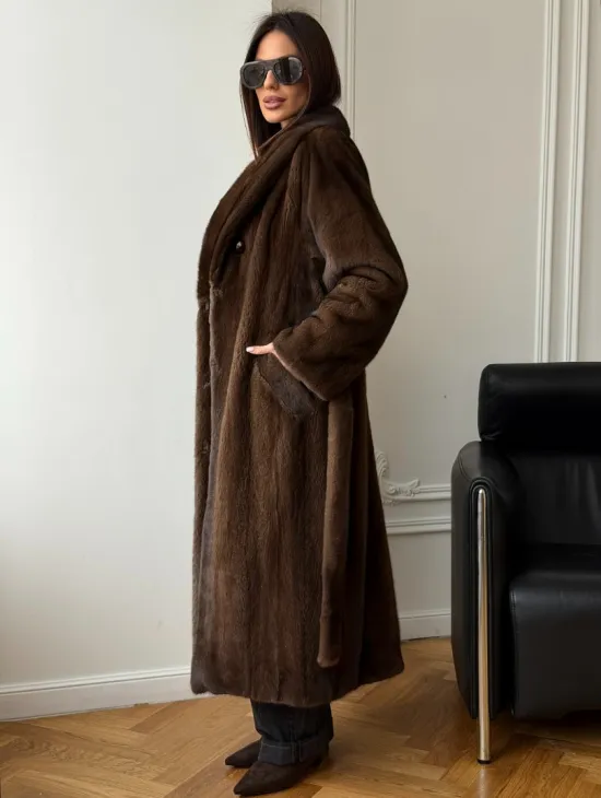 Норковое пальто - воротник шаль - фото 9