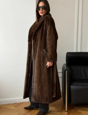 Норковое пальто - воротник шаль - фото 7