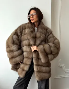 Шуба оверсайз из куницы - фото 13