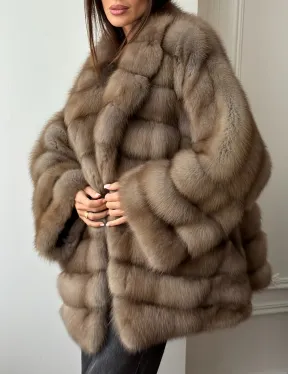 Шуба оверсайз из куницы - фото 3
