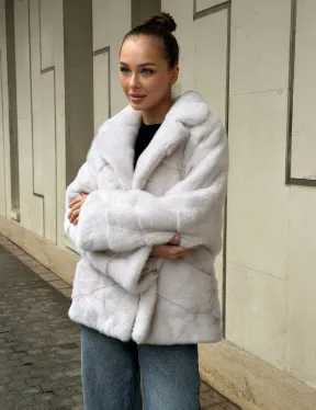 Светлый норковый полушубок - фото 9