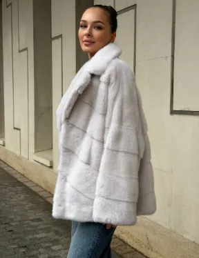 Светлый норковый полушубок - фото 5