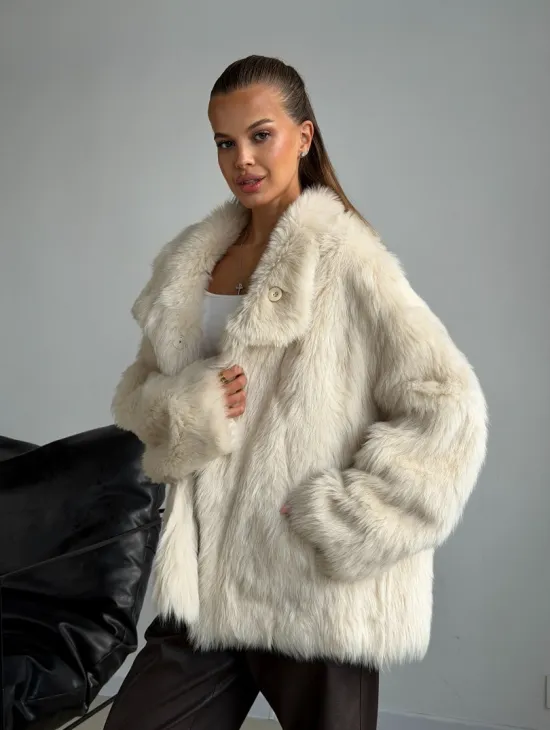 Двухсторонняя дубленка из меха тосканы - фото 15