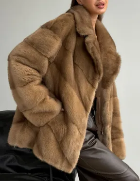 Норковый полушубок - английский воротник - фото 4