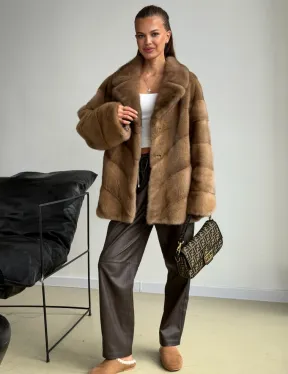 Норковый полушубок - английский воротник - фото 6