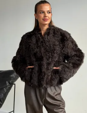 Дубленка кроп-топ из овчины калган - фото 3