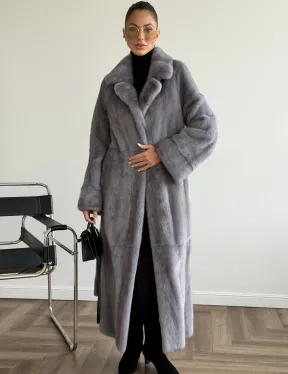 Голубая норковая шуба - фото 0