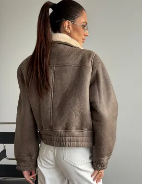 Короткая дубленка - воротник шаль - фото 6