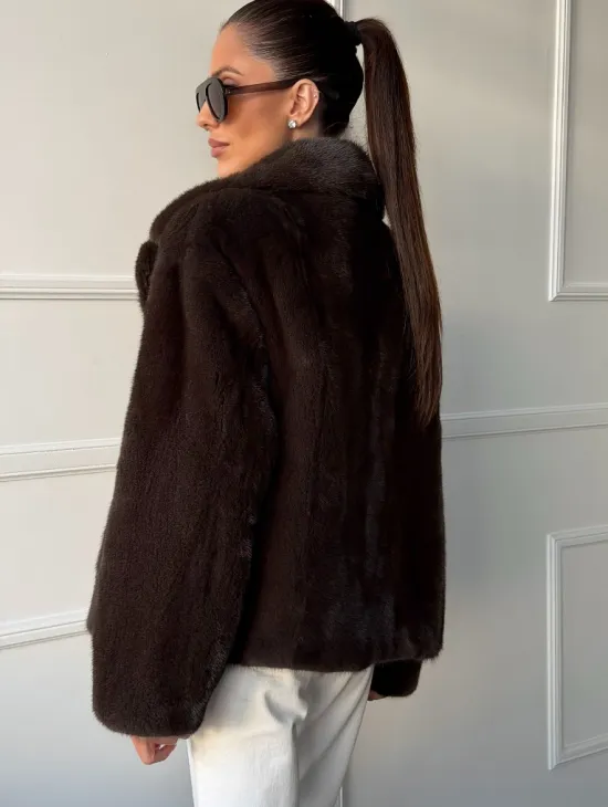 Пиджак норковый - английский воротник - фото 4