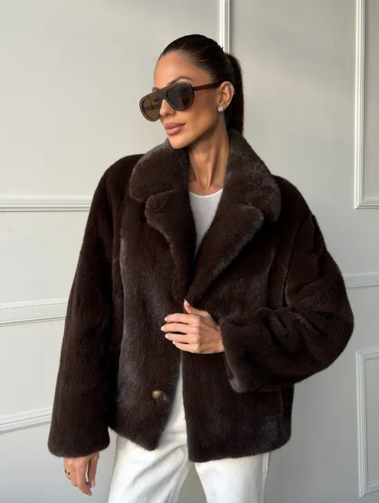 Пиджак норковый - английский воротник - фото 0