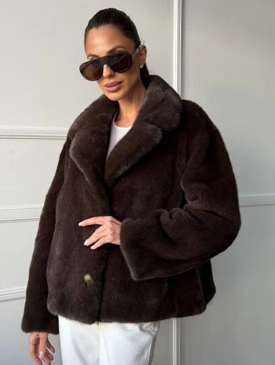 Пиджак норковый - английский воротник - фото 5