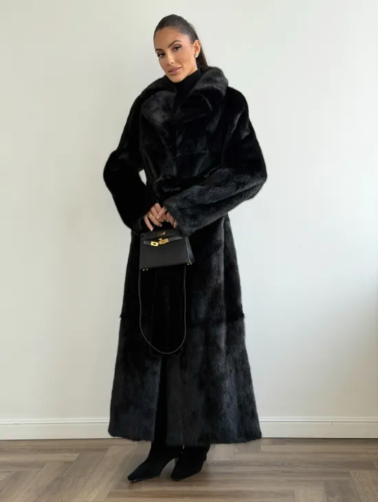 Черная шуба из меха норки - классический стиль - фото 7