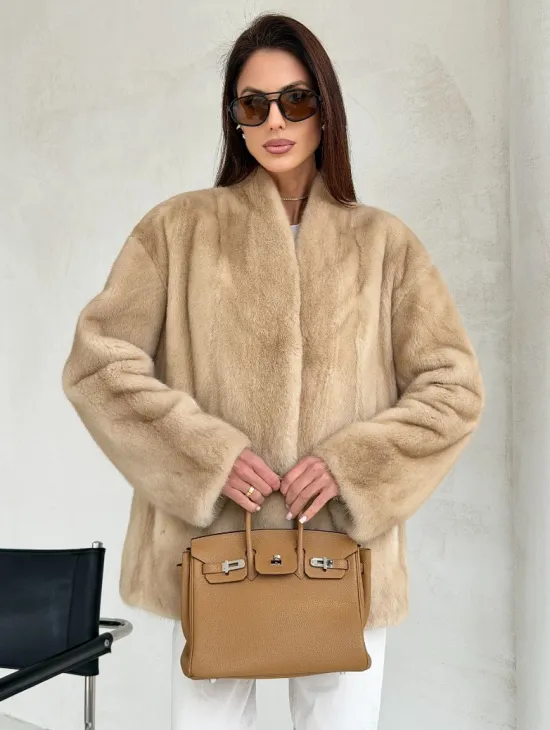 Жакет из натурального меха норки - Palomino - фото 0